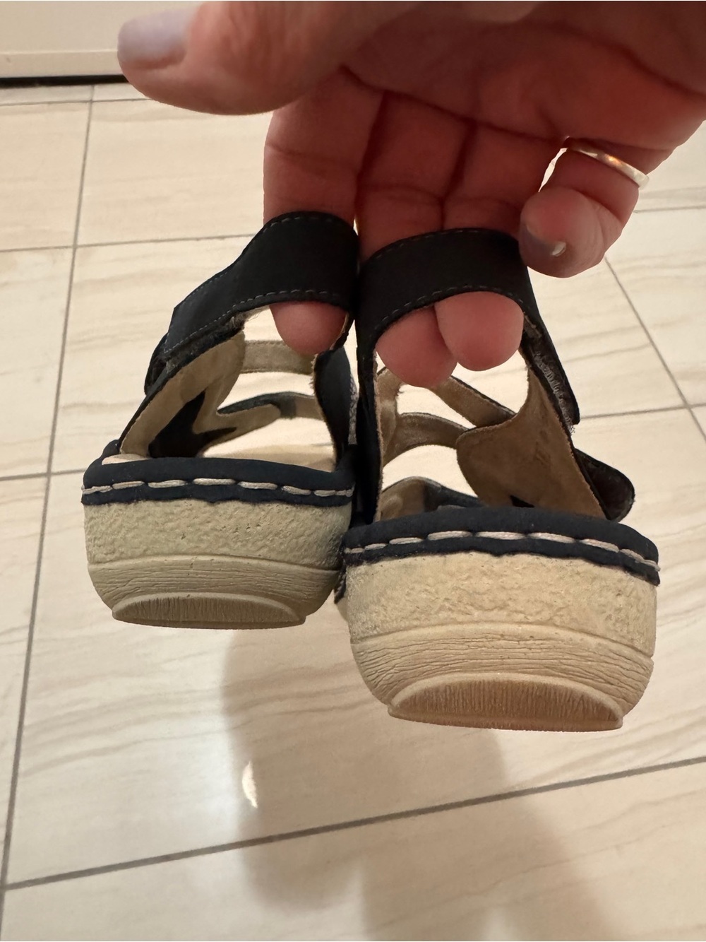 Remonte Navy Blue Sandals with Multicolor Accent Adjustable Velcro Straps Sz 38 - Picture 5 of 9